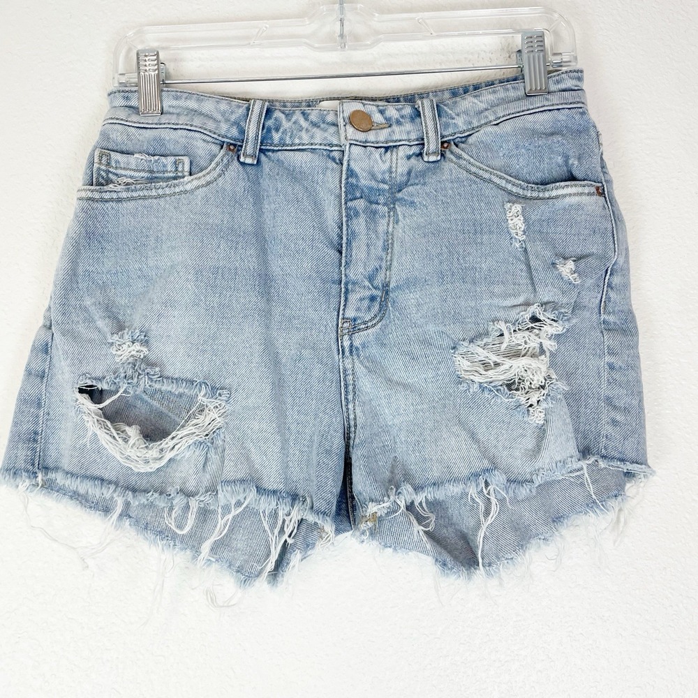 BKE Billie Jean Shorts Womens 26 Distressed Stretch Denim Preppy Classic Blue